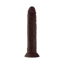 Shaft Model J 9.5 inch Dual Density Silicone Dildo Mahogany showcased in a realistic design with a sophisticated finish.