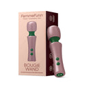 FemmeFunn Bougie Wand Rose Gold with box, anodized aluminum mini wand vibrator, sleek and stylish design.