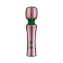 FemmeFunn Bougie Wand Rose Gold elegant wand massager with green accents and metallic finish.