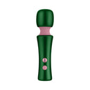 FemmeFunn Bougie Wand Massager Green featuring a sleek design with buttons and a captivating color combination.