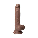 FemmeFunn Thruster Baller Dildo Brown displayed against a white background, showcasing its realistic design and detail.