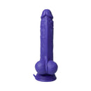 FemmeFunn Thruster Baller Dark Purple, a premium silicone dildo with thrusting motion and customizable vibration features.