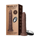 FemmeFunn Realistic Thruster Shaft Brown packaging with product and remote, showcasing advanced thrusting technology.