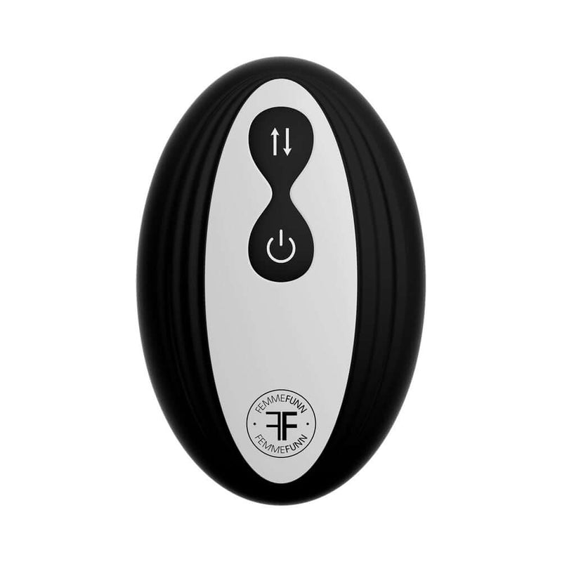 FemmeFunn Thruster Rabbit Brown remote control for adjustable settings and enhanced pleasure.