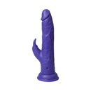 FemmeFunn Thruster Rabbit Dark Purple realistic silicone vibrator showcasing dynamic movement and lifelike sensations