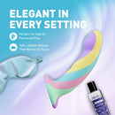 Avant Daydream 5.75 inches G spot and Anal Play Dildo displayed with sleep mask and lubricant.