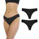 Bonks Black Magic Seamless Thong One Size showcased in jet black, featuring laser-cut edges for a smooth fit.