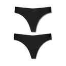 Bonks Black Magic Seamless Thong One Size view from the front and back, featuring a classic jet black design.