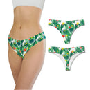 Bonks Tropic Like It's Hot Seamless Thong One Size featuring tropical print and seamless design on model.