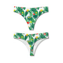 Bonks Tropic Like It's Hot Seamless Thong One Size featuring a vibrant tropical print design.