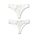 Bonks Rock Bottom Seamless Thong One Size White, laser-cut white thong with muted marble print, ideal for no-show wear.