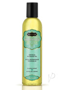 Kama Sutra Aromatic Massage Oil Soaring Spirit 8 Oz with a gold bottle and inviting label design.