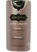 Kama Sutra Love Liquid Classic Water Based Lubricant 3.4 Oz bottle for intimate comfort and moisture.