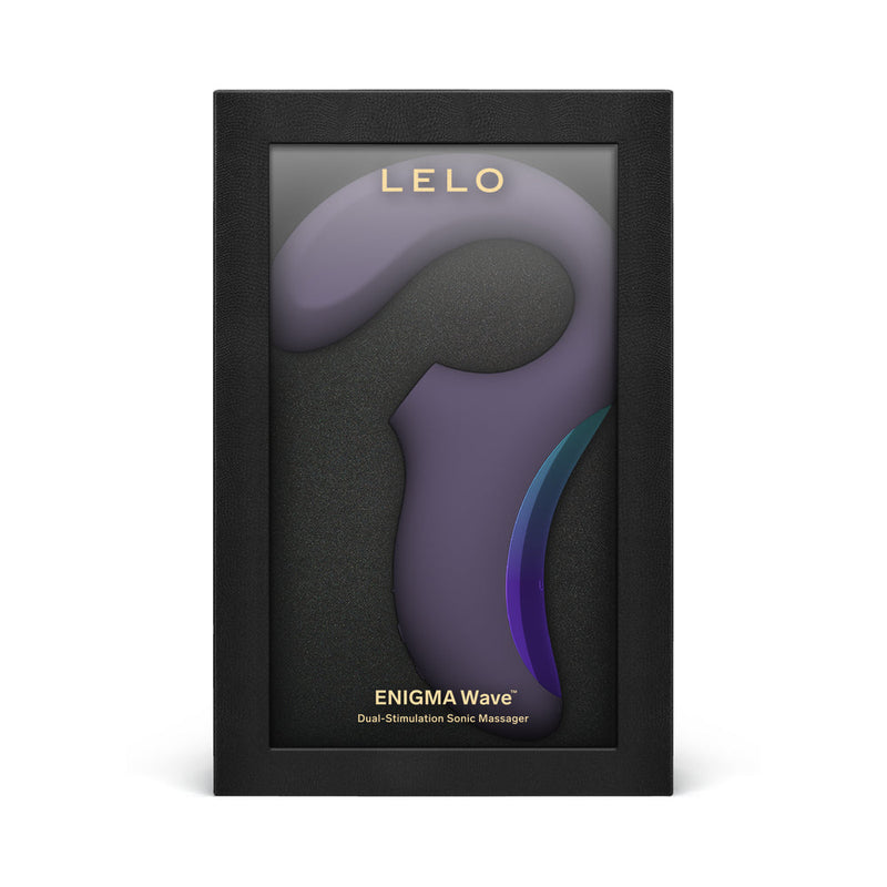 LELO Enigma Wave Suction Dual Stimulator Cyber Purple packaging with sleek design and vibrant colors