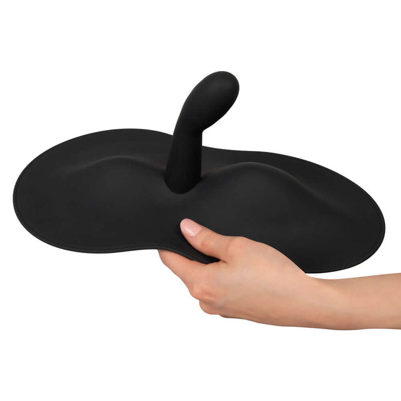 Vibepad 3 with G Spot Vibrator Remote Controlled, black silicone design, held in hand, ergonomic shape for comfort.