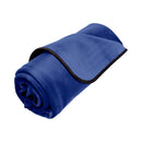 Liberator Fascinator Mini Waterproof Throw Blanket Blue rolled up, perfect for spontaneous and mess-free pleasure.