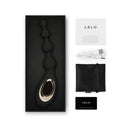 LELO SORAYA Anal Beads Massager Black in elegant packaging with accessories and instruction card.