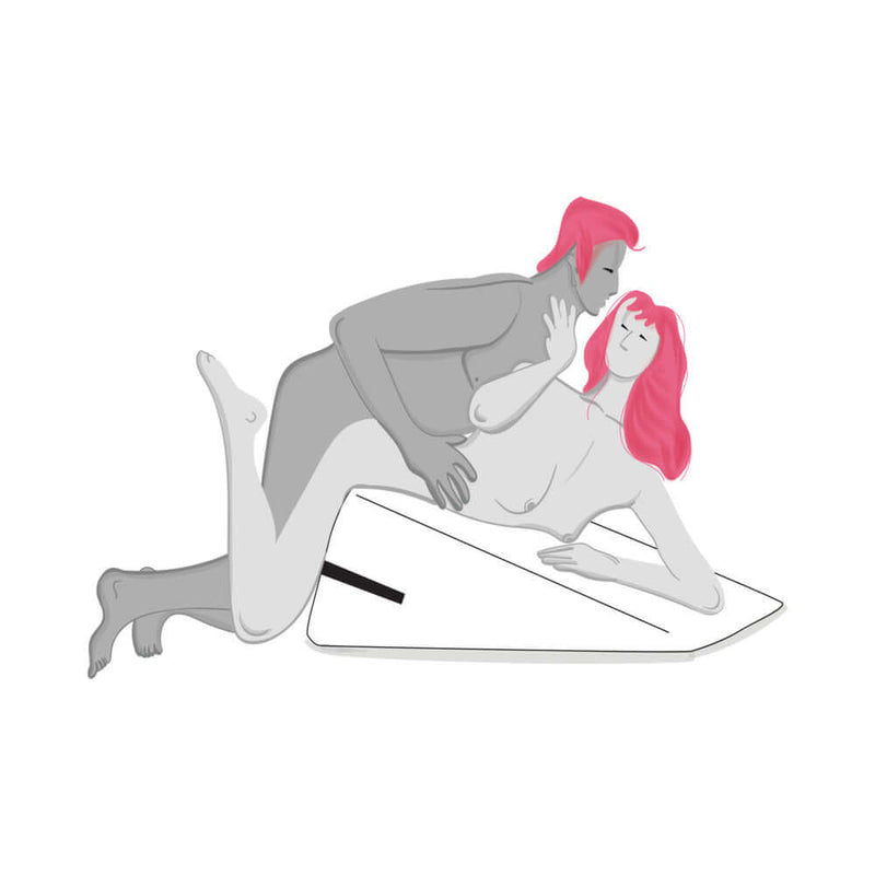 Couple using the Liberator Ramp Sex Positioning Pillow Original Black in a creative intimate position.