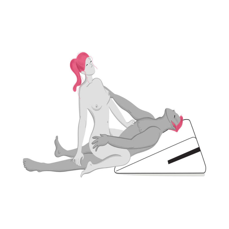 Illustration of the Liberator Ramp Sex Positioning Pillow Original Black in use for intimate positions.
