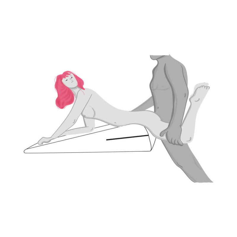 Liberator Ramp Sex Positioning Pillow Original Red used in a sexual position illustration.