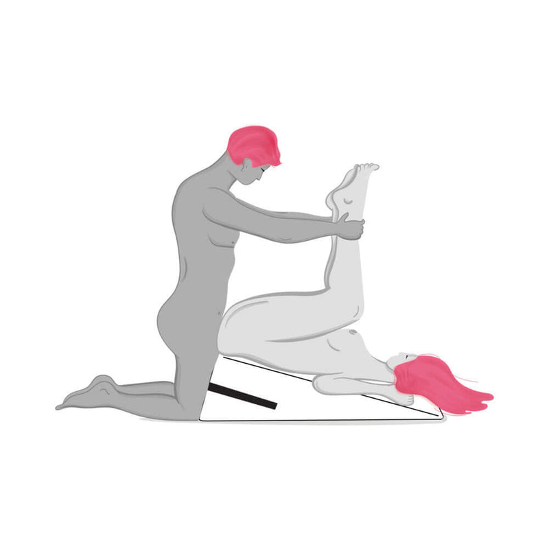Liberator Ramp Sex Positioning Pillow Original Red in use, demonstrating various intimate positions for enhanced comfort.