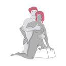 Liberator Wanda Toy Mount for Hitachi Magic Wand Merlot with couple embracing for hands-free pleasure.