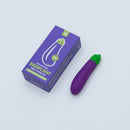 Emojibator Eggplant Vibrator USB packaging and product, playful eggplant design, perfect for fun and intimacy.