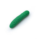 Emojibator Pickle USB Silicone Vibrator Green on a white background, showcasing its playful design and texture.