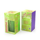 B Swish Bdesired Infinite Deluxe Vibrator Paradise Green product packaging, featuring vibrant tropical design.