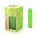 B Swish Bdesired Infinite Deluxe Vibrator Paradise Green in packaging, featuring a sleek green silicone design.