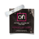Sensuva On Arousal Oil Ampoule Packet in a travel-friendly single-use packet, botanical arousal oil for enhanced sensitivity.