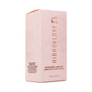 HighOnLove Hempseed Water-Based Lubricant 3.4 Oz packaged in a pink box showcasing its features and ingredients.