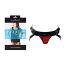SpareParts Joque Underwear Harness Red Size A Nylon displayed with packaging and model demonstration.