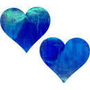 Heart Shape Hologram Pasties Blue OS featuring shimmering blue holographic hearts for playful allure.