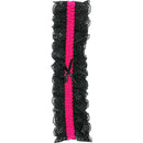 Popsi Lingerie Lace Garter Black Hot Pink One Size featuring delicate lace and a playful pink ribbon detail.