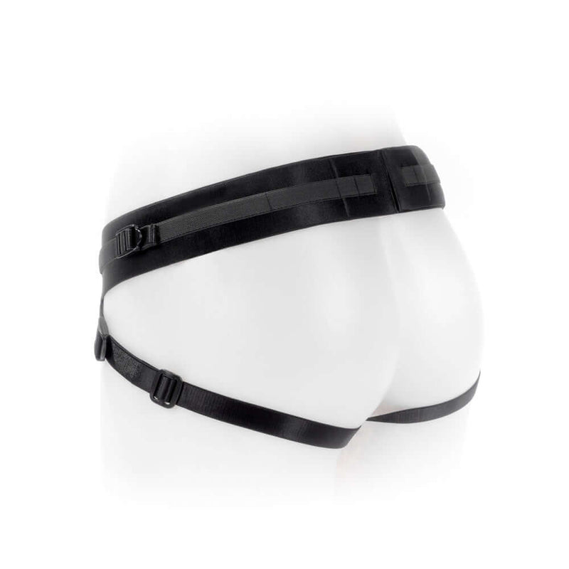 SpareParts Joque Cover Underwear Harness Purple Size A Nylon displayed from the back for comfort and design evaluation.