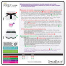 SpareParts Joque Cover Underwear Harness Purple Size A Nylon sizing guide and measurement instructions.