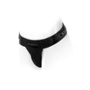 SpareParts Theo Underwear Harness Black Size B Nylon displayed on a mannequin, designed for comfort and versatility.