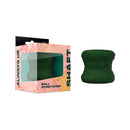 Shaft Model H Silicone Ball Stretcher Green in packaging, showcasing its design and texture.