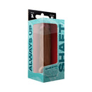 Shaft Model F Realistic Penis Sheath Oak Size 1 packaged in a clear display box on a colorful background.