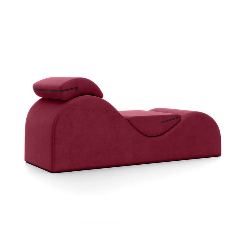 Liberator Esse Tantric Chair Sex Lounger Merlot in a deep red color, perfect for intimate moments.
