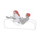 Liberator Esse Tantric Chair Sex Lounger Merlot featuring a couple in an intimate pose on the ergonomic shape.