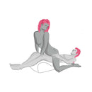 Couple demonstrating enhanced pleasure using the Liberator Hipster Sex Positioning Pillow Merlot in a dynamic pose.
