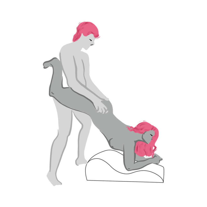 Couple using the Liberator Hipster Sex Positioning Pillow Merlot for enhanced intimacy and comfort.