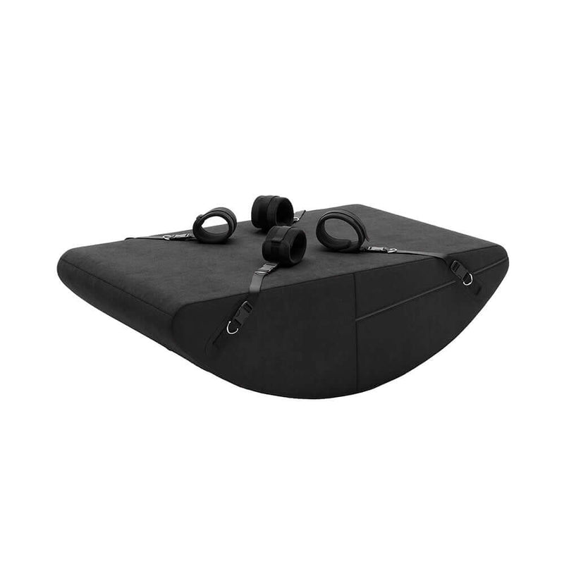 Liberator Scoop Rocker Valkyrie Edition with Cuffs Black, featuring a rocking design and built-in cuffs for enhanced pleasure.