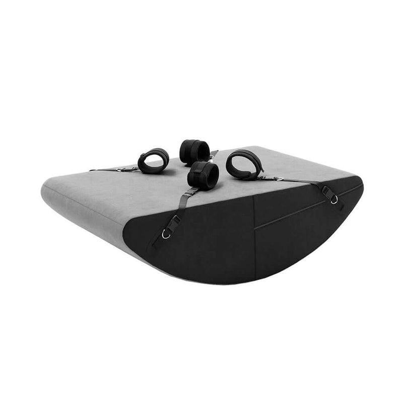Liberator Scoop Rocker Valkyrie Edition with Cuffs Grey featuring a soft microvelvet design, enhancing bedroom experiences.