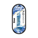 Rock Cocks Zeus 7 Inch Marble Silicone Dildo Blue with stone effect and suction cup, designed for comfort and stimulation.