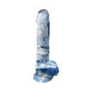 Rock Cocks Zeus 7 Inch Marble Silicone Dildo Blue with a striking blue marble finish and textured surface.