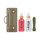 La Nua Gift Bag 3 Ultra Bullet with Toy Cleaner and Watermelon Mint Lube displayed on a stylish organizer.
