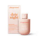 Playground Date Night Water-based Personal Lubricant with champagne and vanilla essence packaging and bottle.